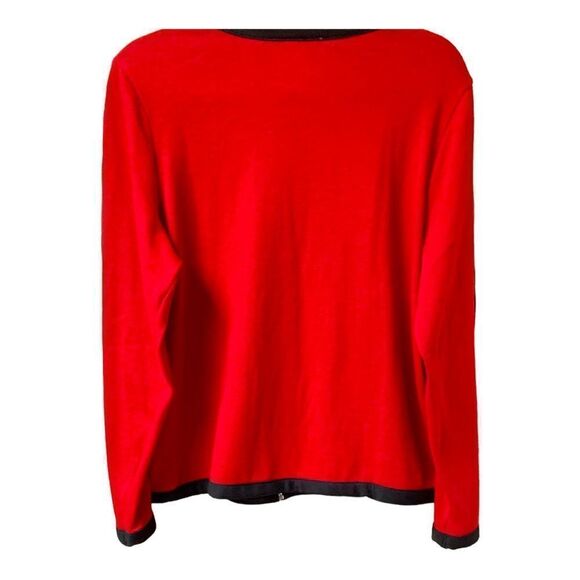 CATHY DANIEL’S Pretty Red Sequin Embroidered Zip Front Sweater Jacket. - Picture 7 of 11